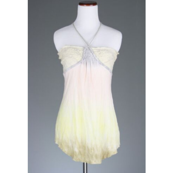 Free People Tops - Free People Cotton Halter Ombre BOHO Tank Top S